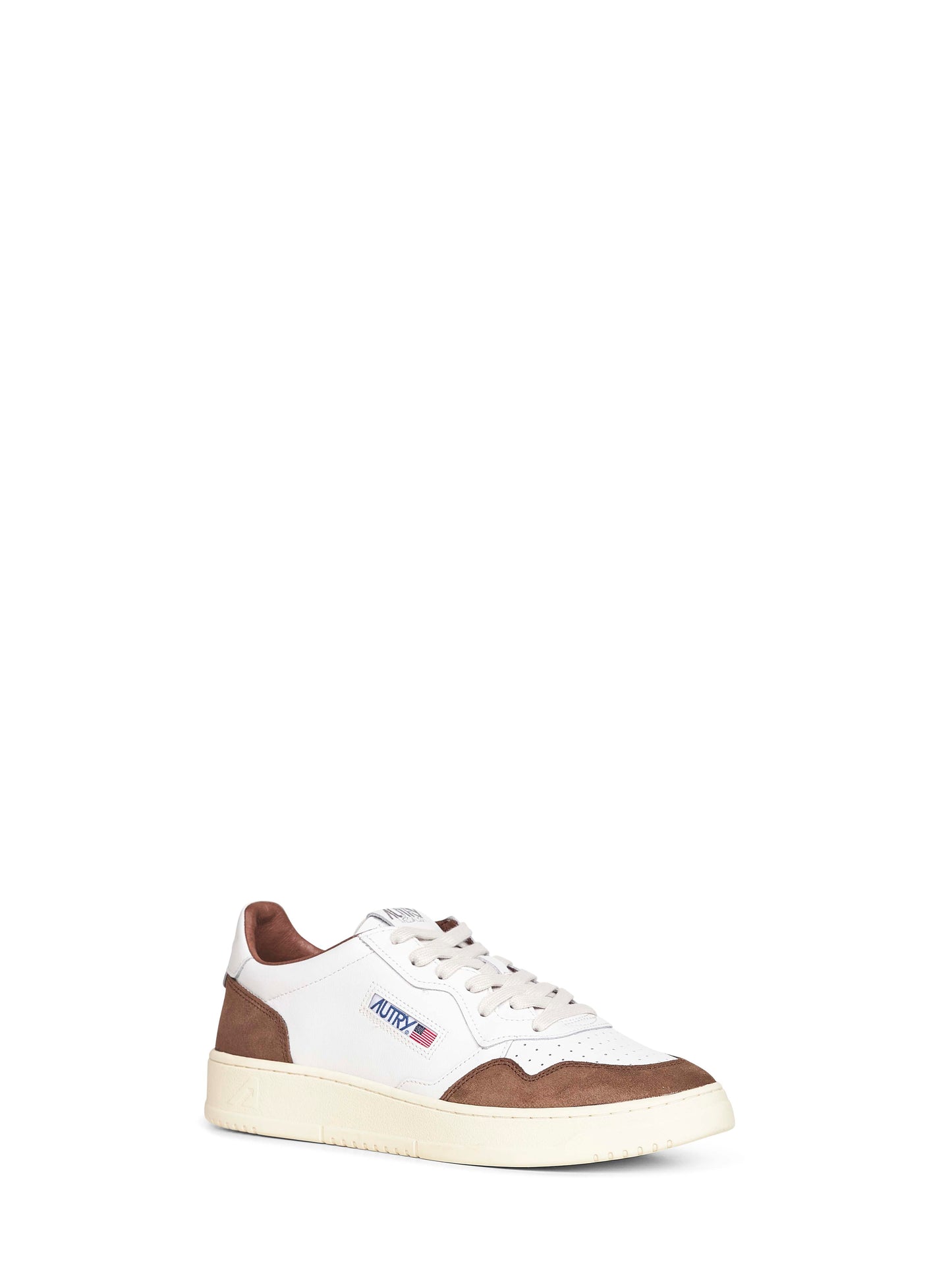 White leather and brown suede Medalist Low sneakers