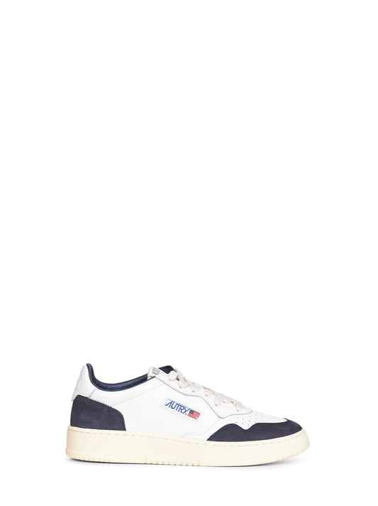 White leather and blue suede Medalist Low sneakers