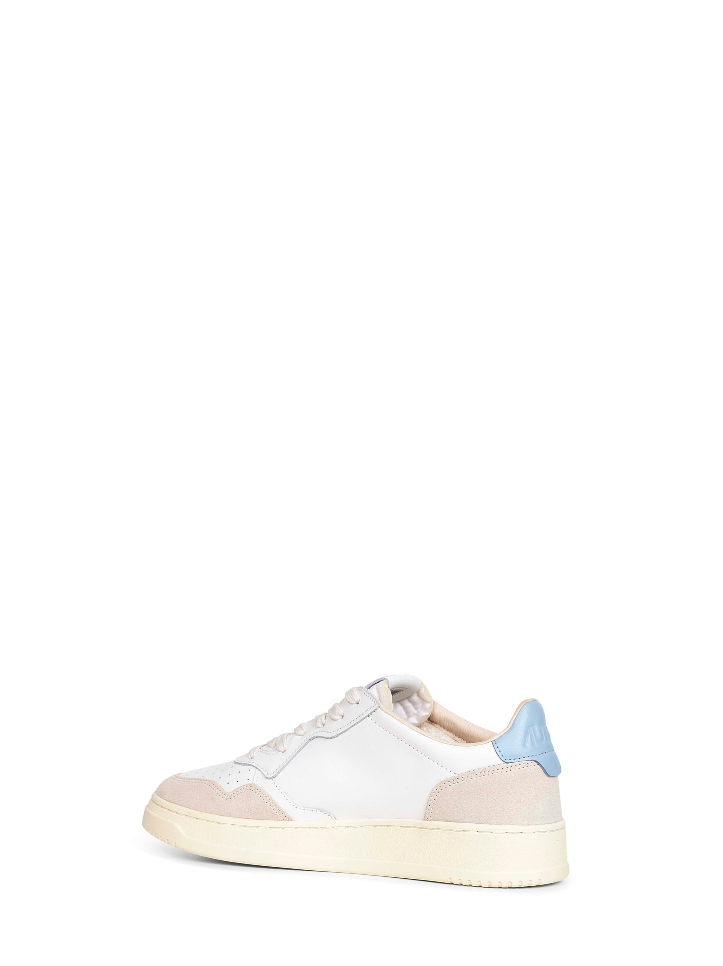 White leather and beige suede Medalist Low sneakers