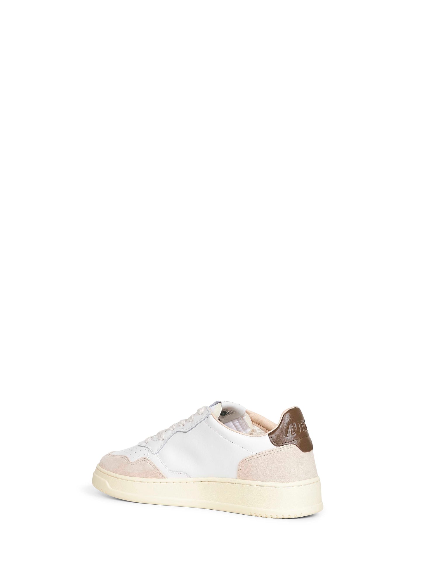 White leather and beige suede Medalist Low sneakers