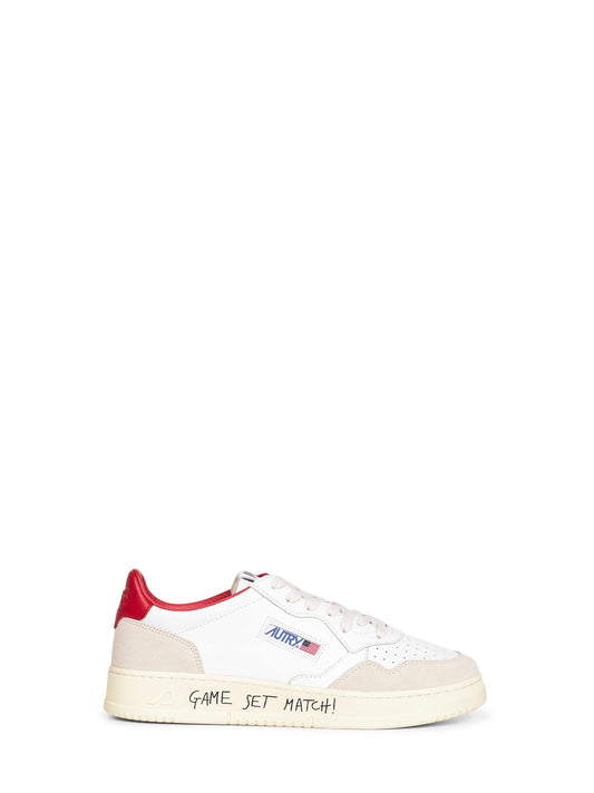 White leather and beige suede Medalist Low sneakers