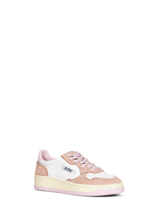 White leather and blush suede Medalist Low sneakers