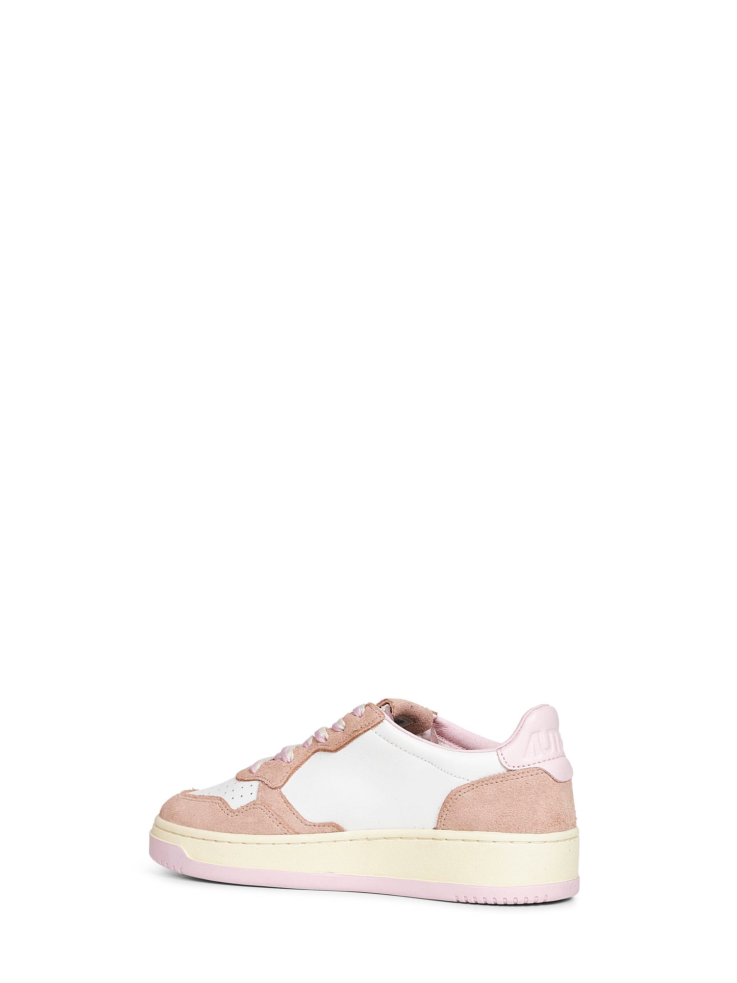 White leather and blush suede Medalist Low sneakers