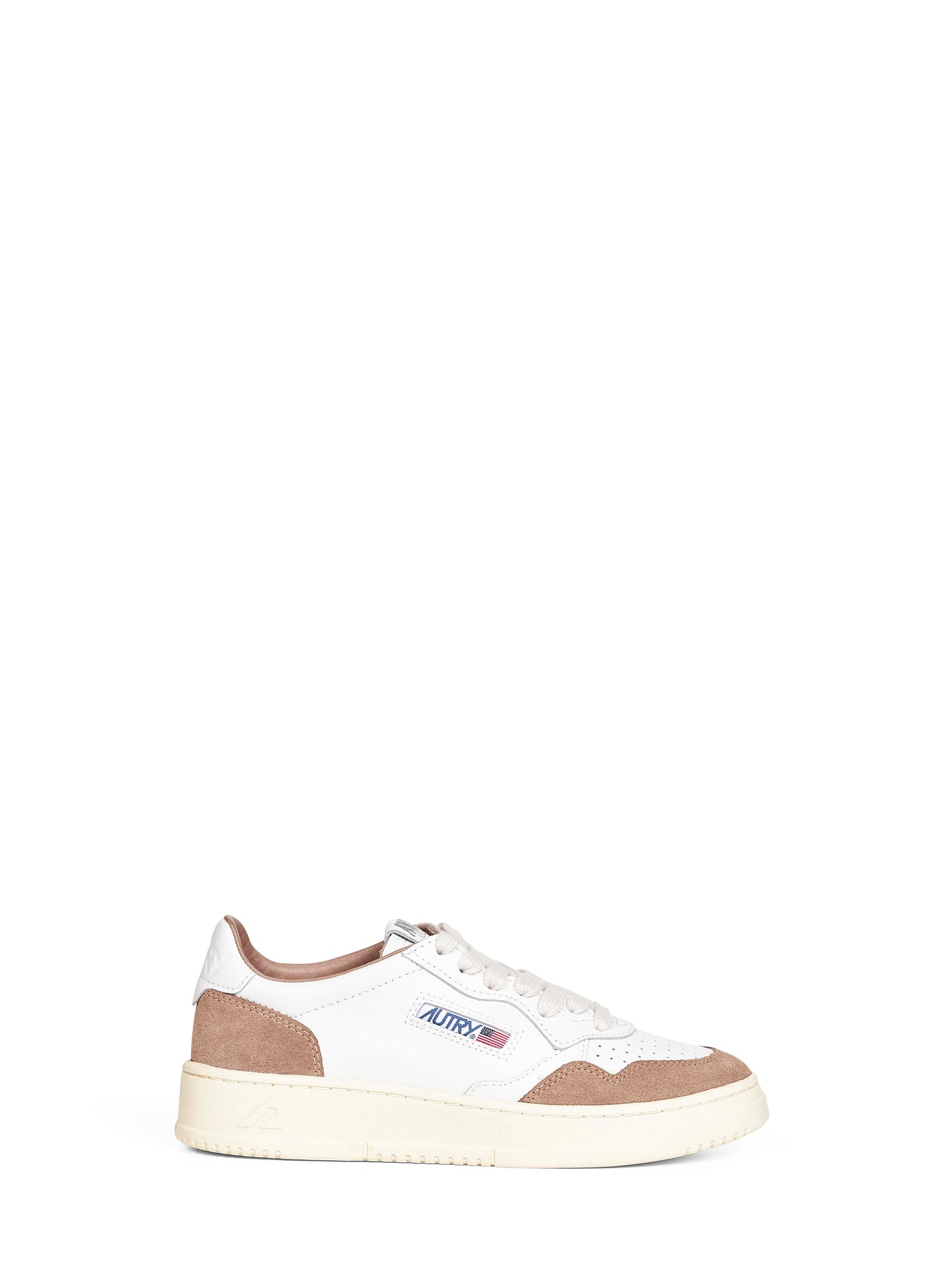 White leather and brown suede Medalist Low sneakers
