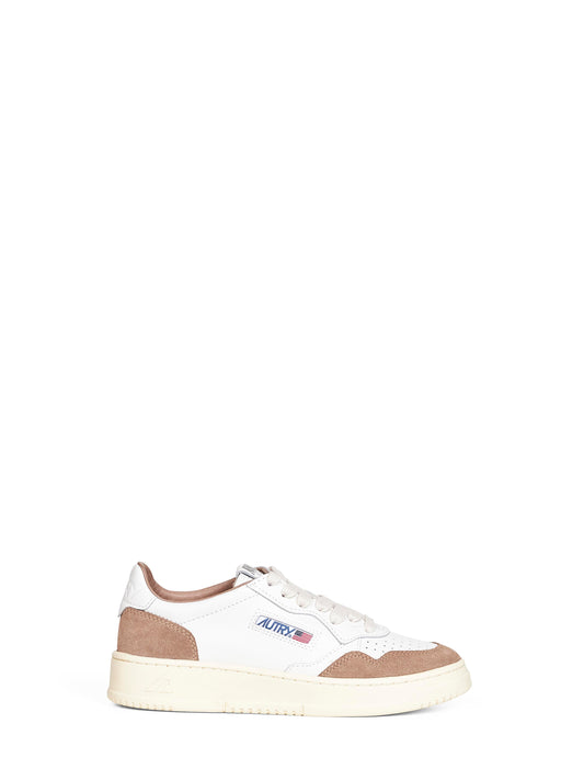 White leather and brown suede Medalist Low sneakers
