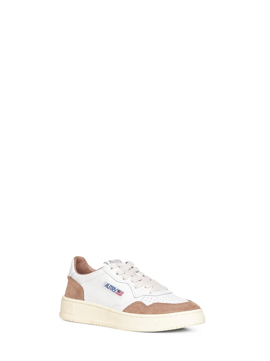 White leather and brown suede Medalist Low sneakers
