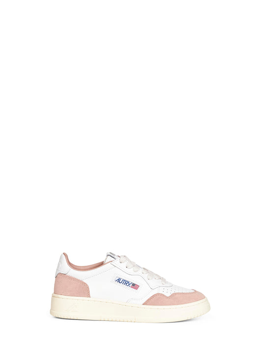 White leather and rose suede Medalist Low sneakers