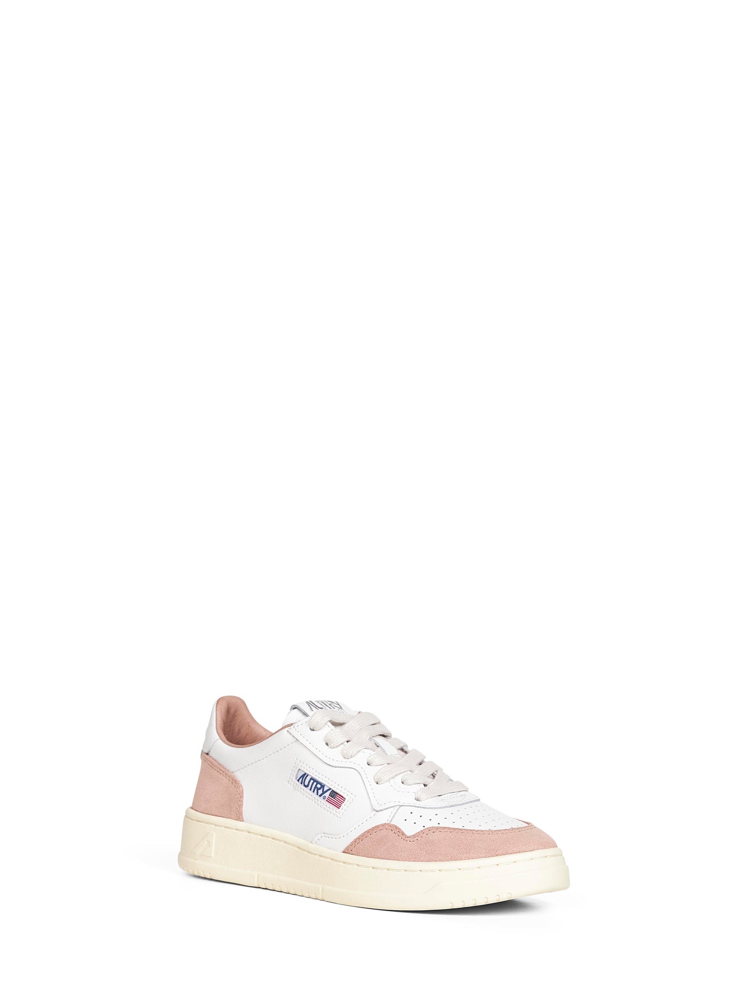 White leather and rose suede Medalist Low sneakers