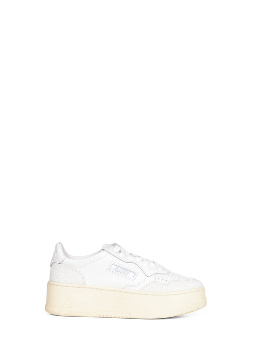 White leather and glitter Medalist Platform sneakers