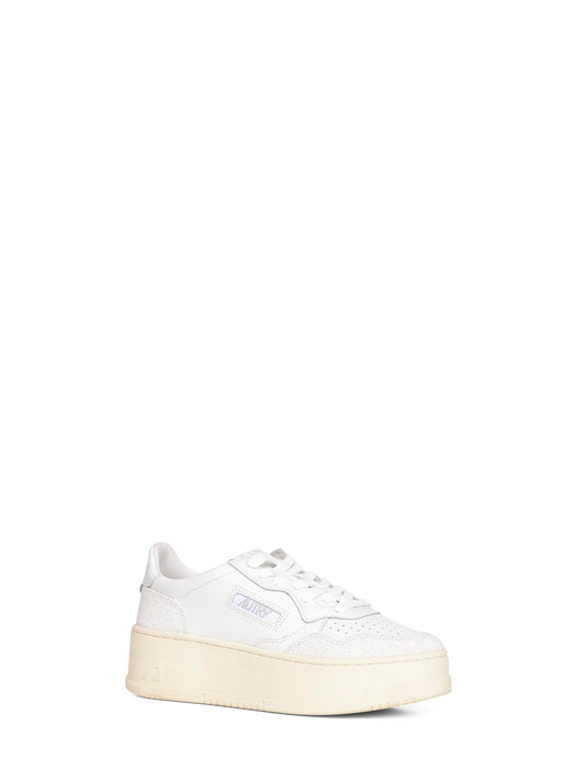 White leather and glitter Medalist Platform sneakers
