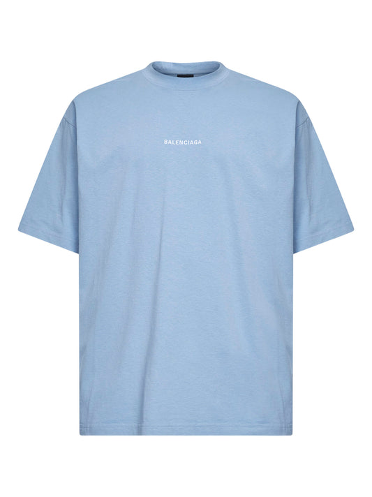 T-Shirt Balenciaga Back Vestibilità Media azzurra