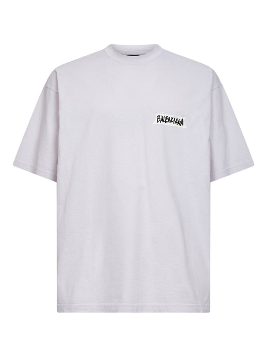 T-Shirt Masking Tape Vestibilità Media bianco sporco