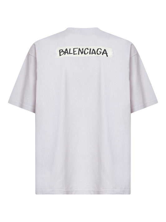 T-Shirt Masking Tape Vestibilità Media bianco sporco