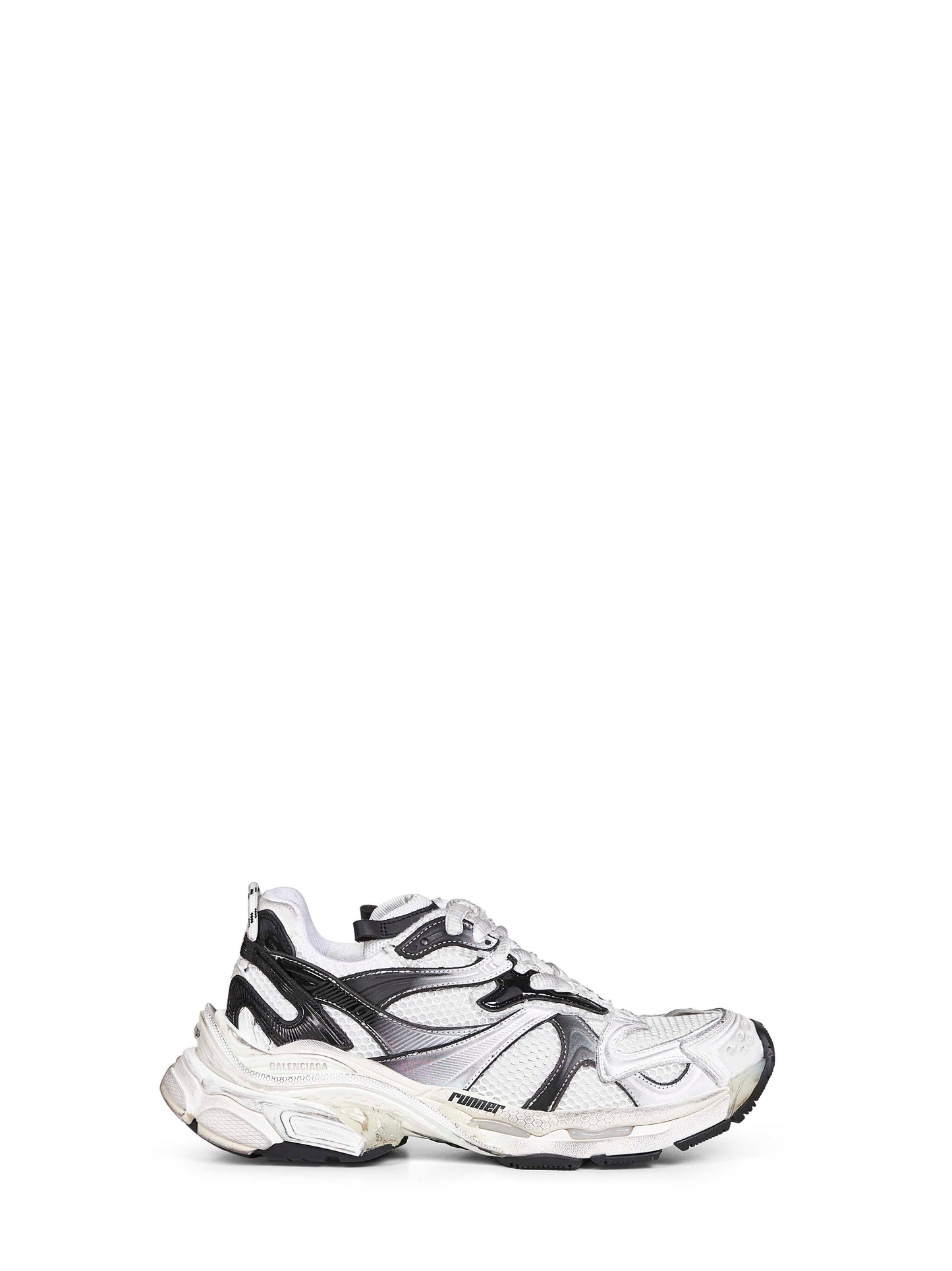 Sneakers Runner in  mesh e nylon bianco e nero