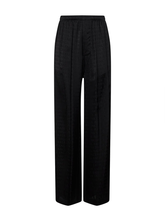 Pantaloni stile pigiama in raso jacquard nero