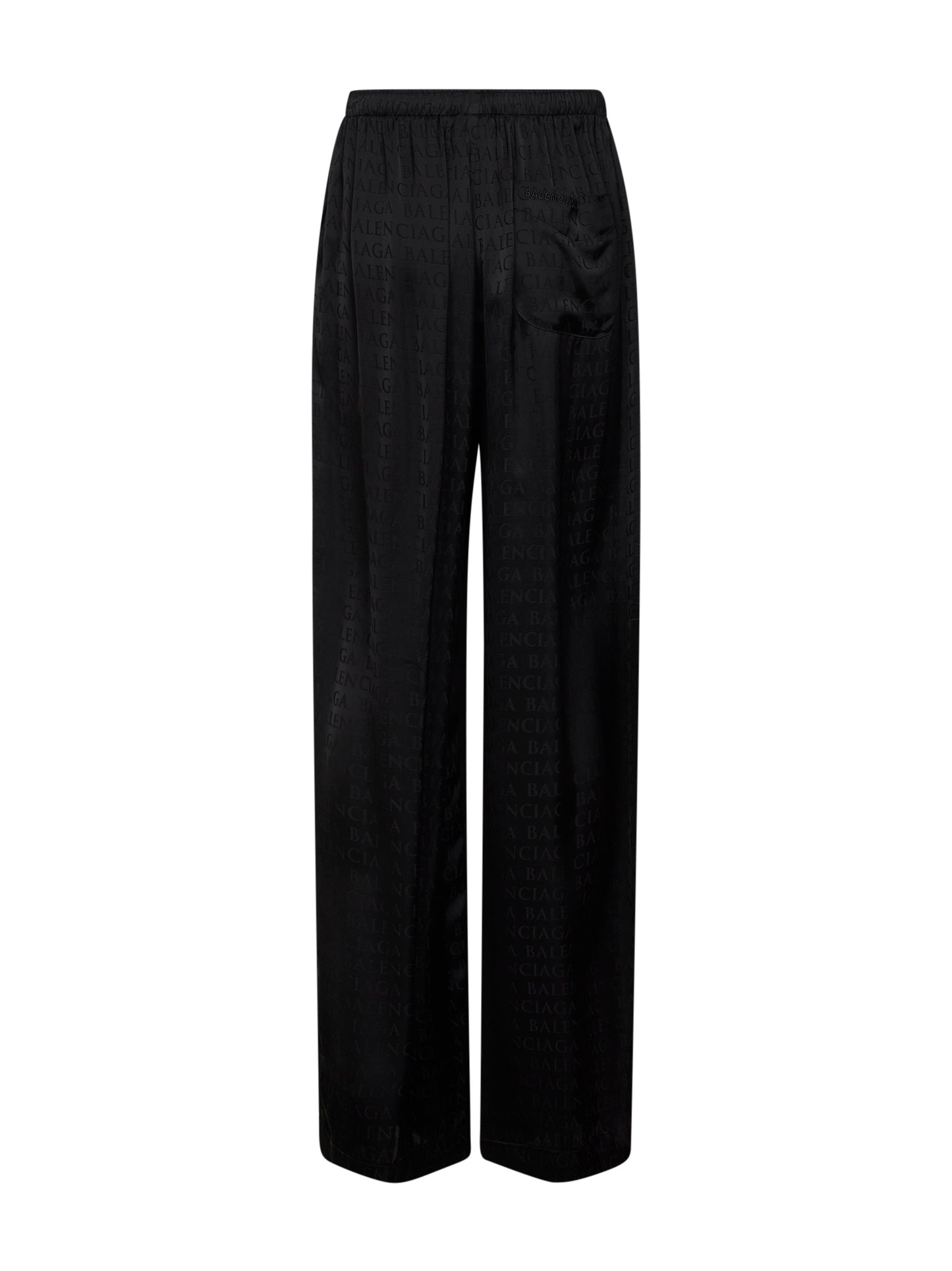 Pantaloni stile pigiama in raso jacquard nero