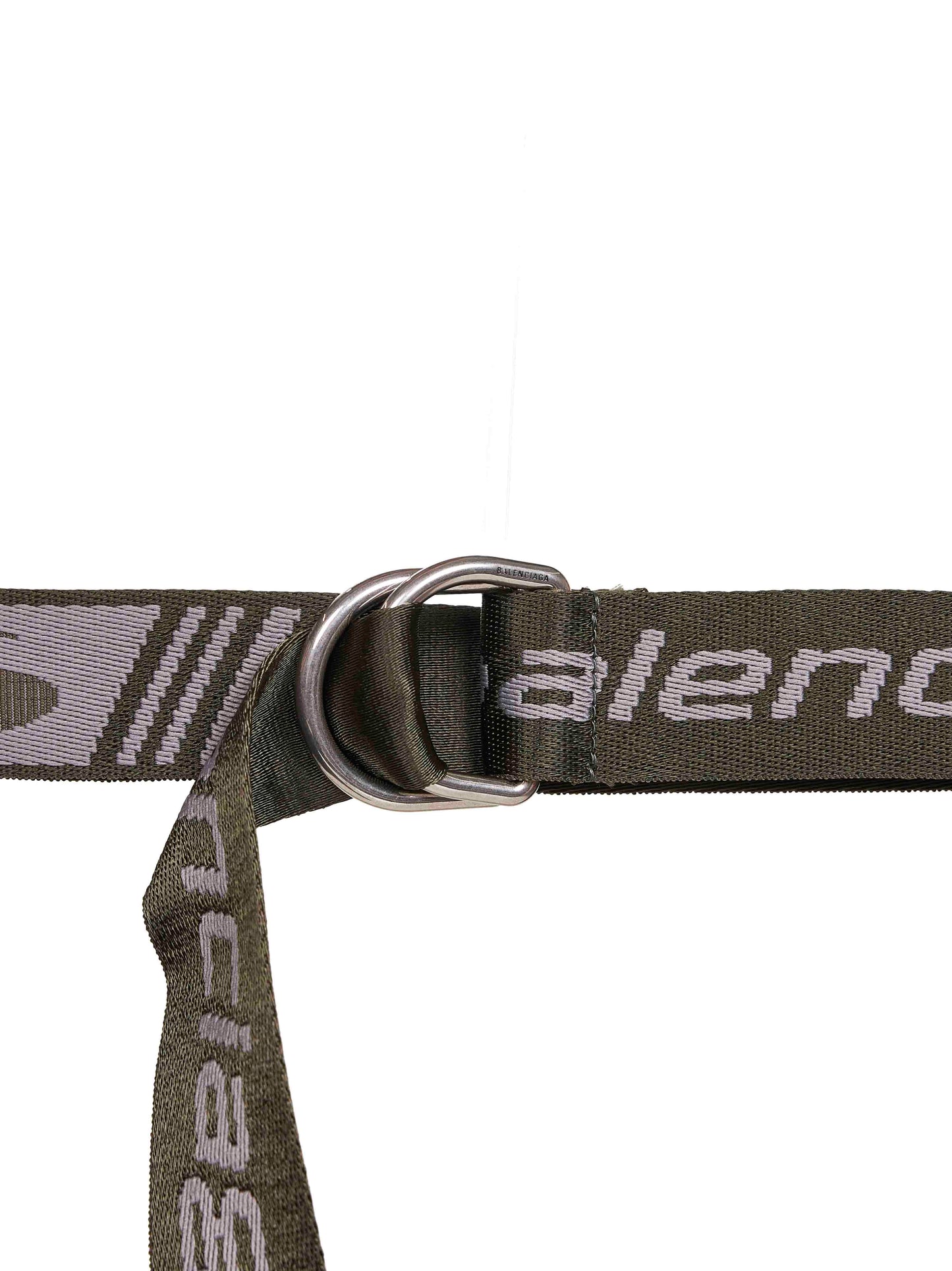 Cintura D Ring in tela jacquard kaki e grigia