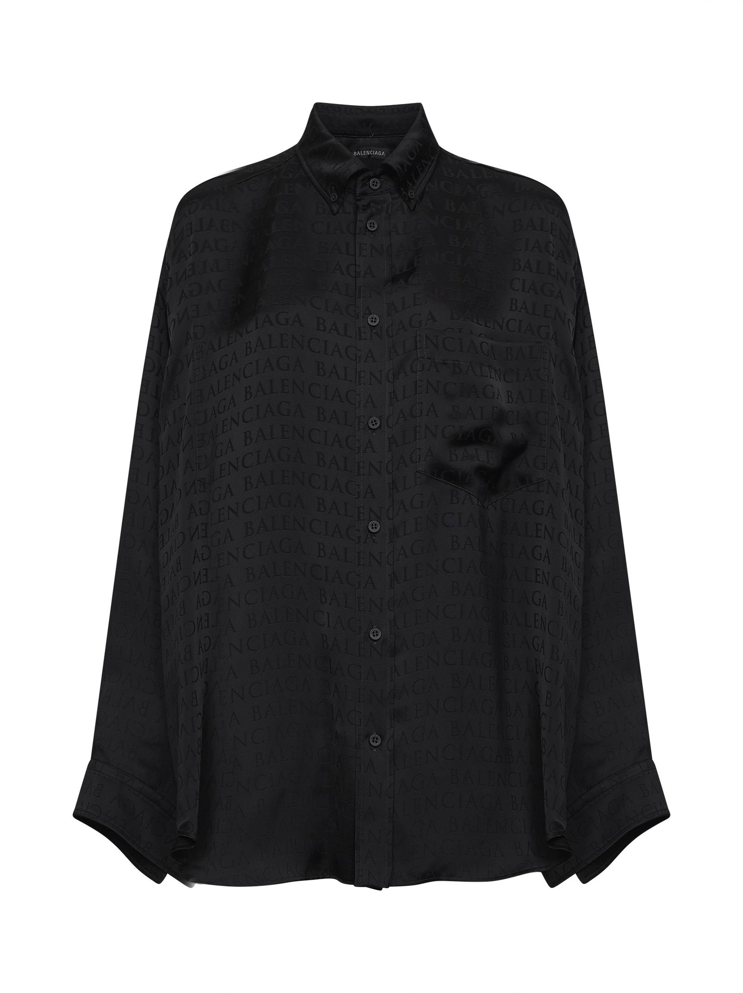 Camicia Cocoon in raso jacquard nero