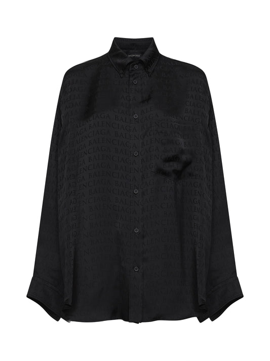Black jacquard satin Cocoon shirt