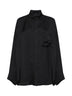 Camicia Cocoon in raso jacquard nero