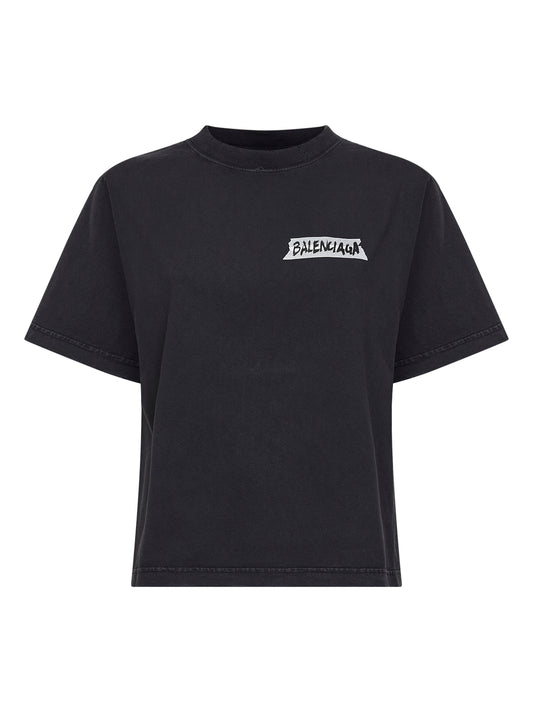 Faded black Masking Tape T-Shirt Medium Fit