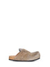 Beige suede calfskin Dumbo mules