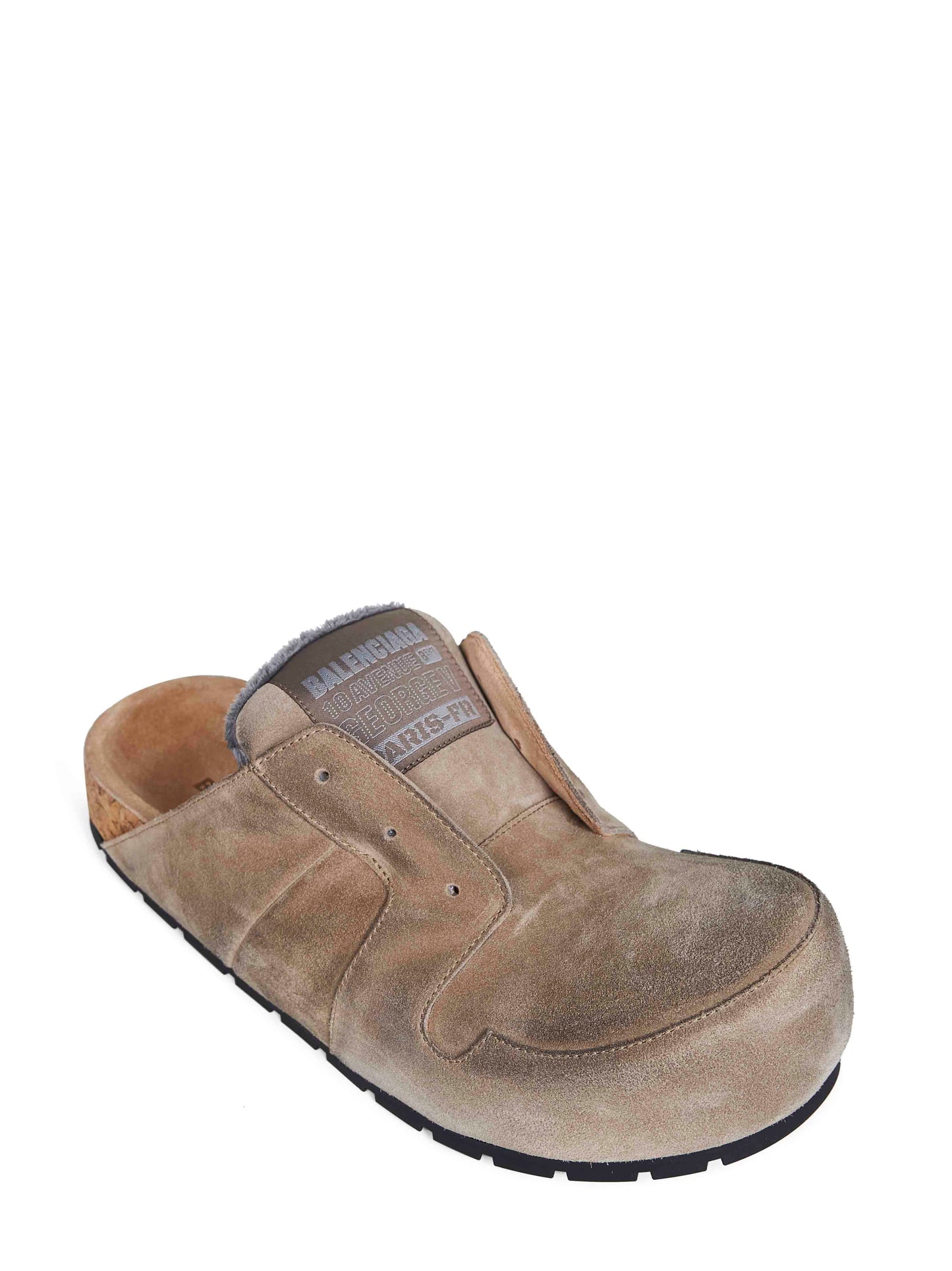 Beige suede calfskin Dumbo mules