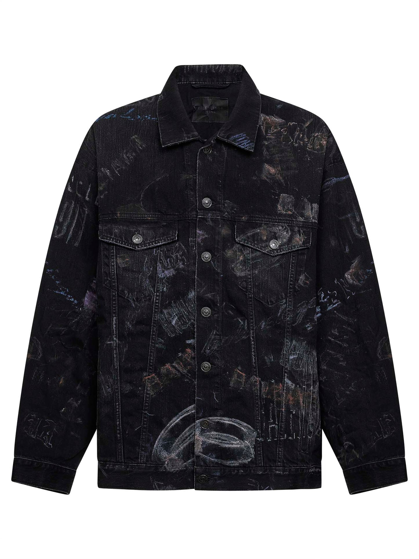 Black fade out Washed Crayon Allover denim Oversized jacket