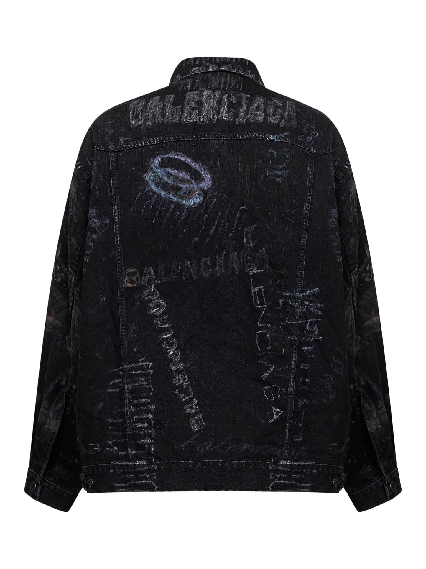 Black fade out Washed Crayon Allover denim Oversized jacket