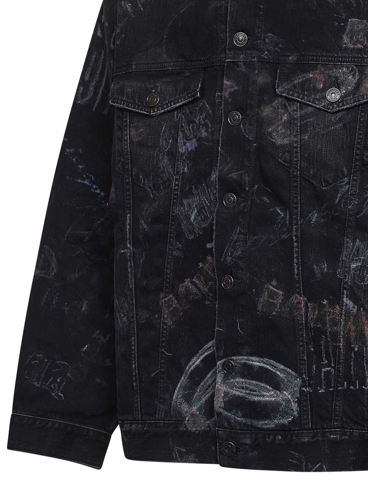 Black fade out Washed Crayon Allover denim Oversized jacket
