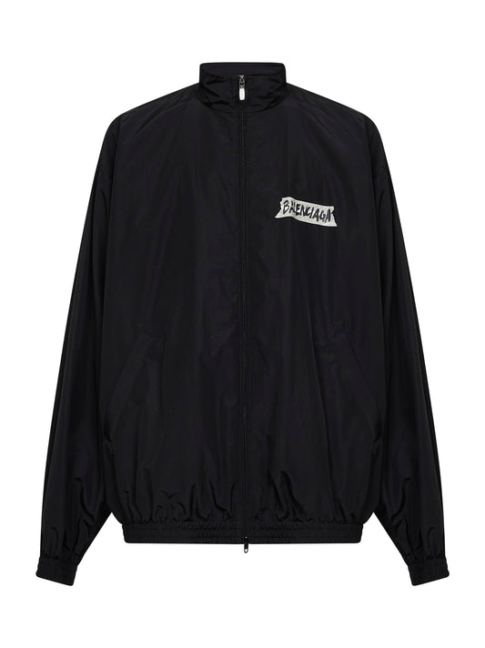 Black Masking Tape Tracksuit Jacket Medium Fit