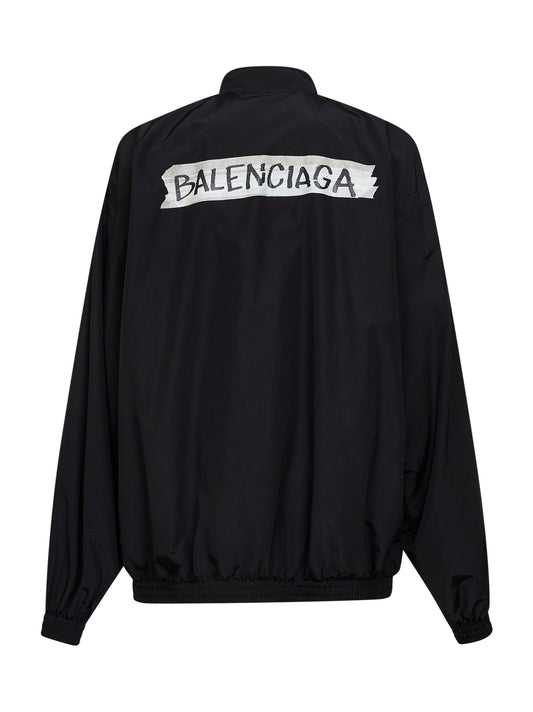 Black Masking Tape Tracksuit Jacket Medium Fit