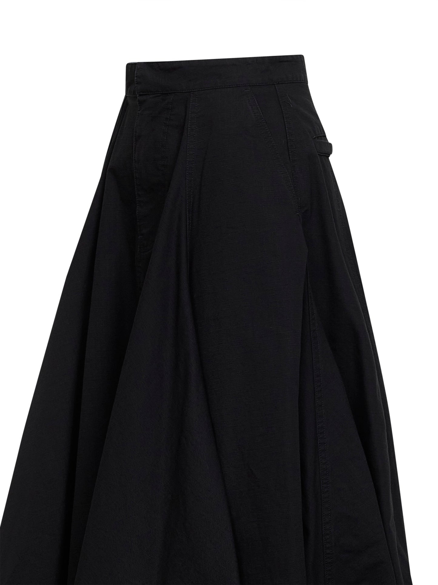 La Gonna Godet Maxi in cotone ripstop nero