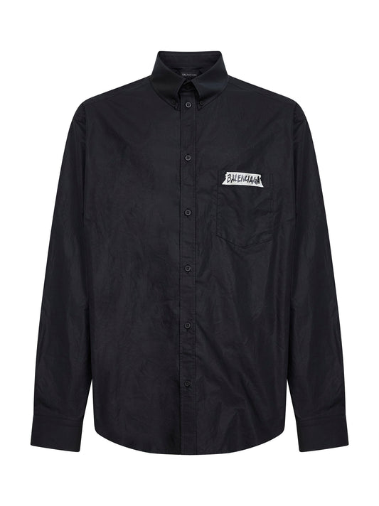 Camicia Masking Tape Vestibilità Ampia nera