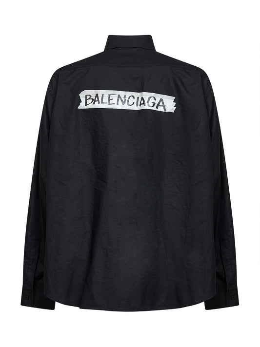 Camicia Masking Tape Vestibilità Ampia nera