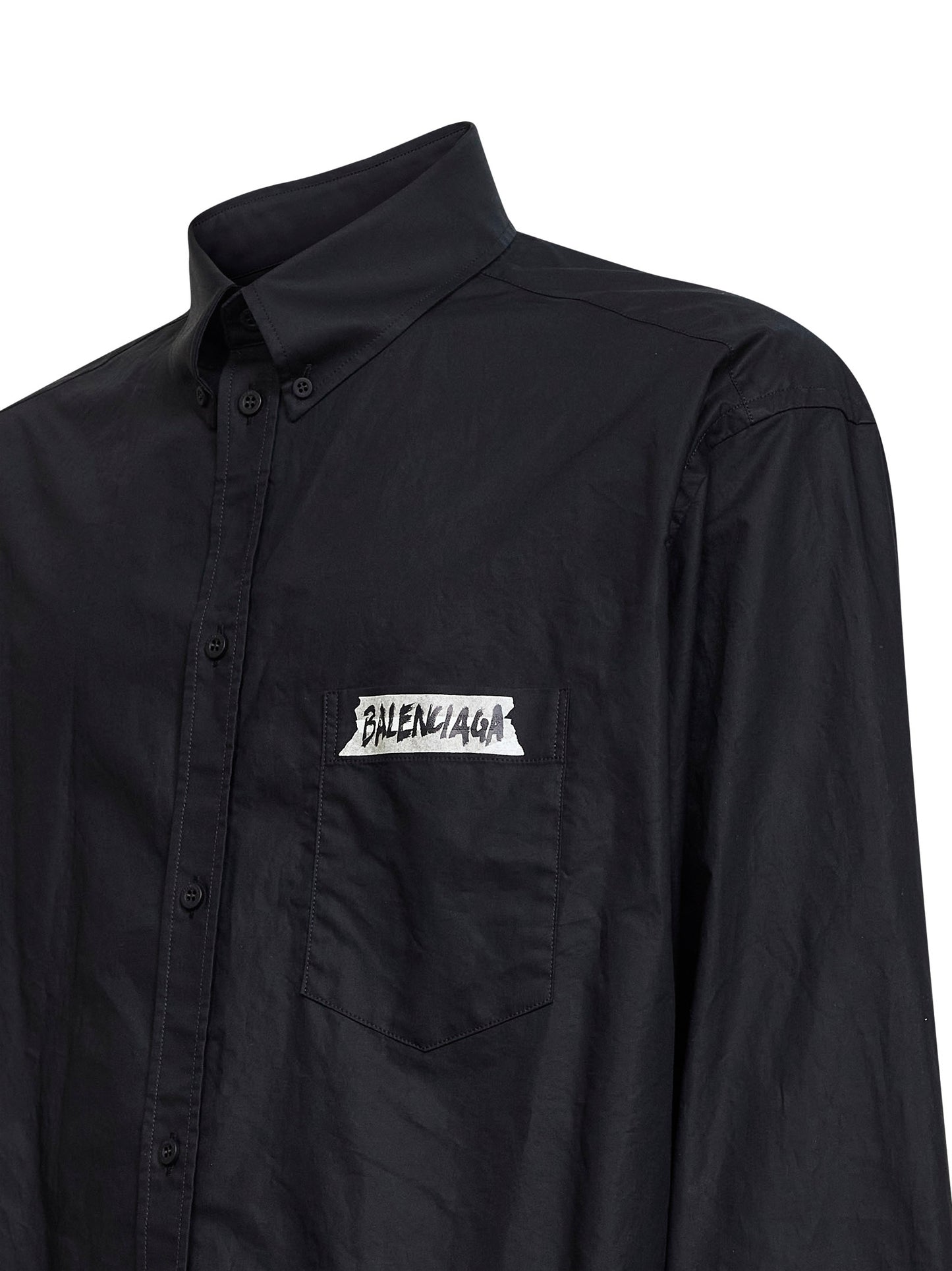 Camicia Masking Tape Vestibilità Ampia nera