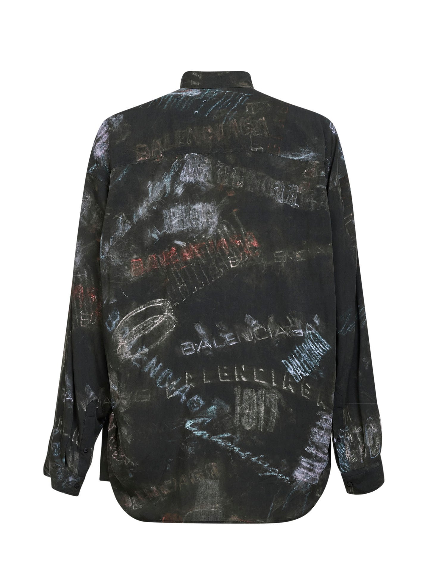 Camicia Cocoon Washed Crayon Allover nero