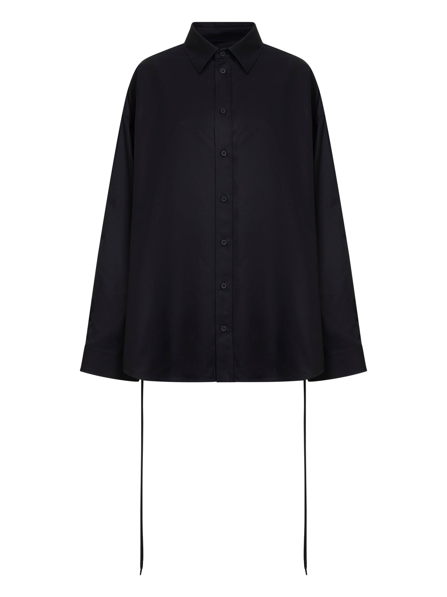 Black cotton gabardine Lace-Up Shirt
