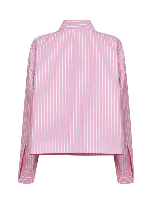 Pink and white striped cotton Folded shirt