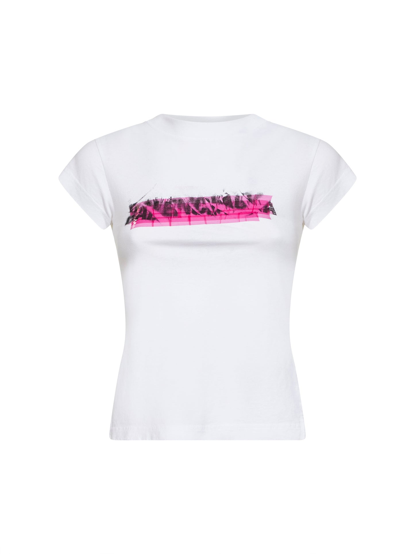 T-Shirt Messy Spray Con Retro Tagliato bianca