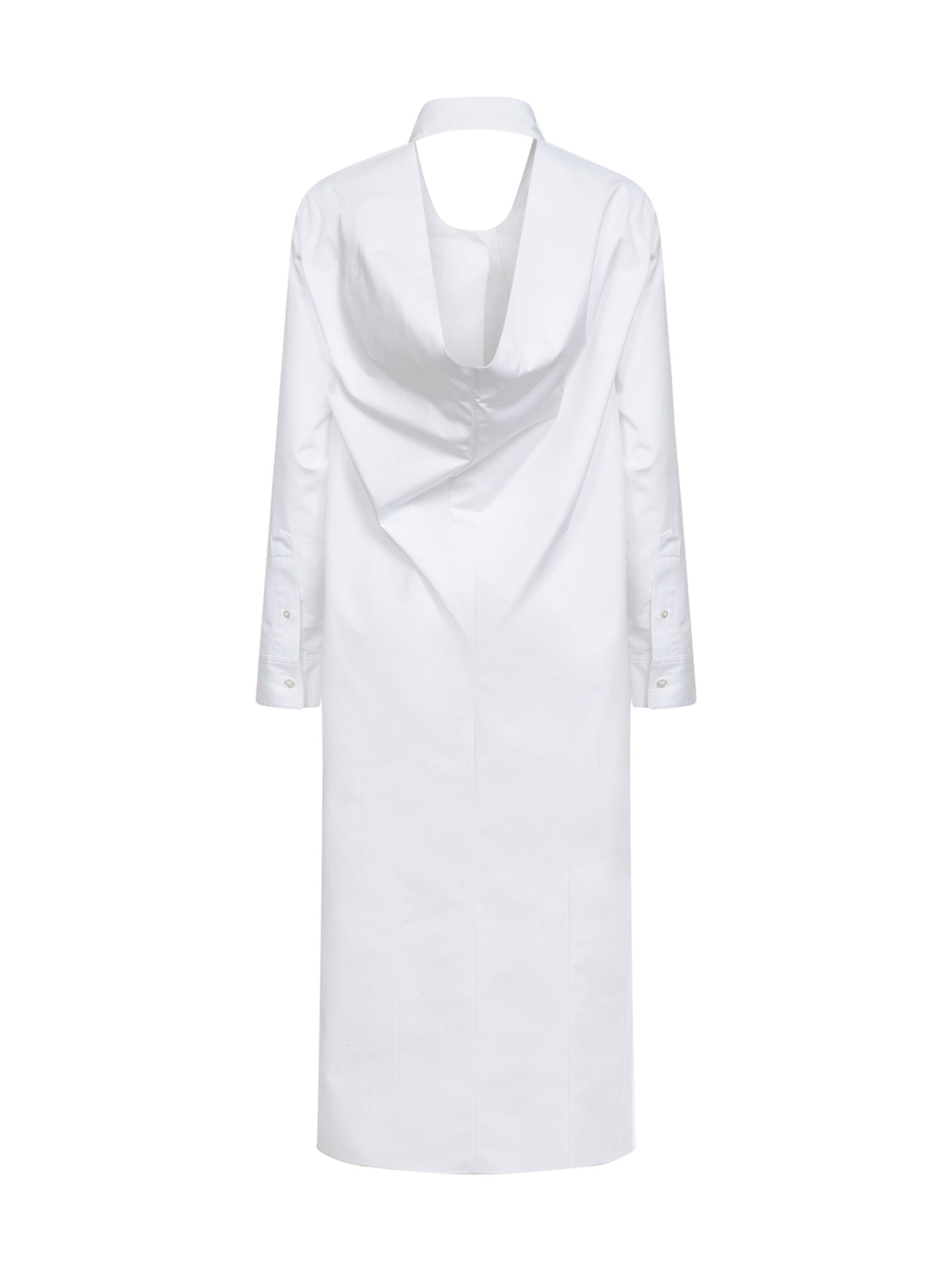 Abito a camicia Draped Back in popeline bianco