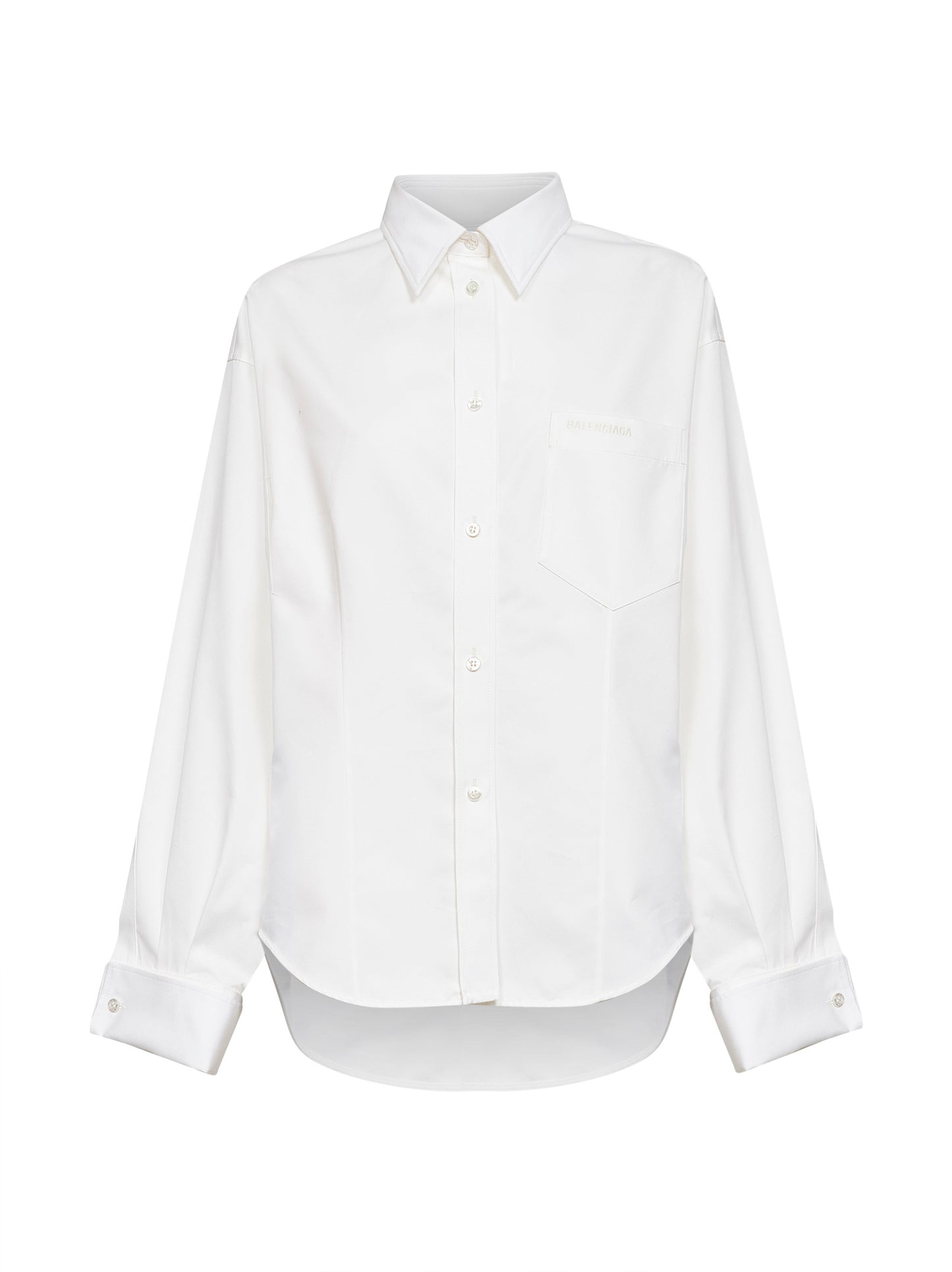 Camicia Classica in organza di cotone e popeline di seta bianco