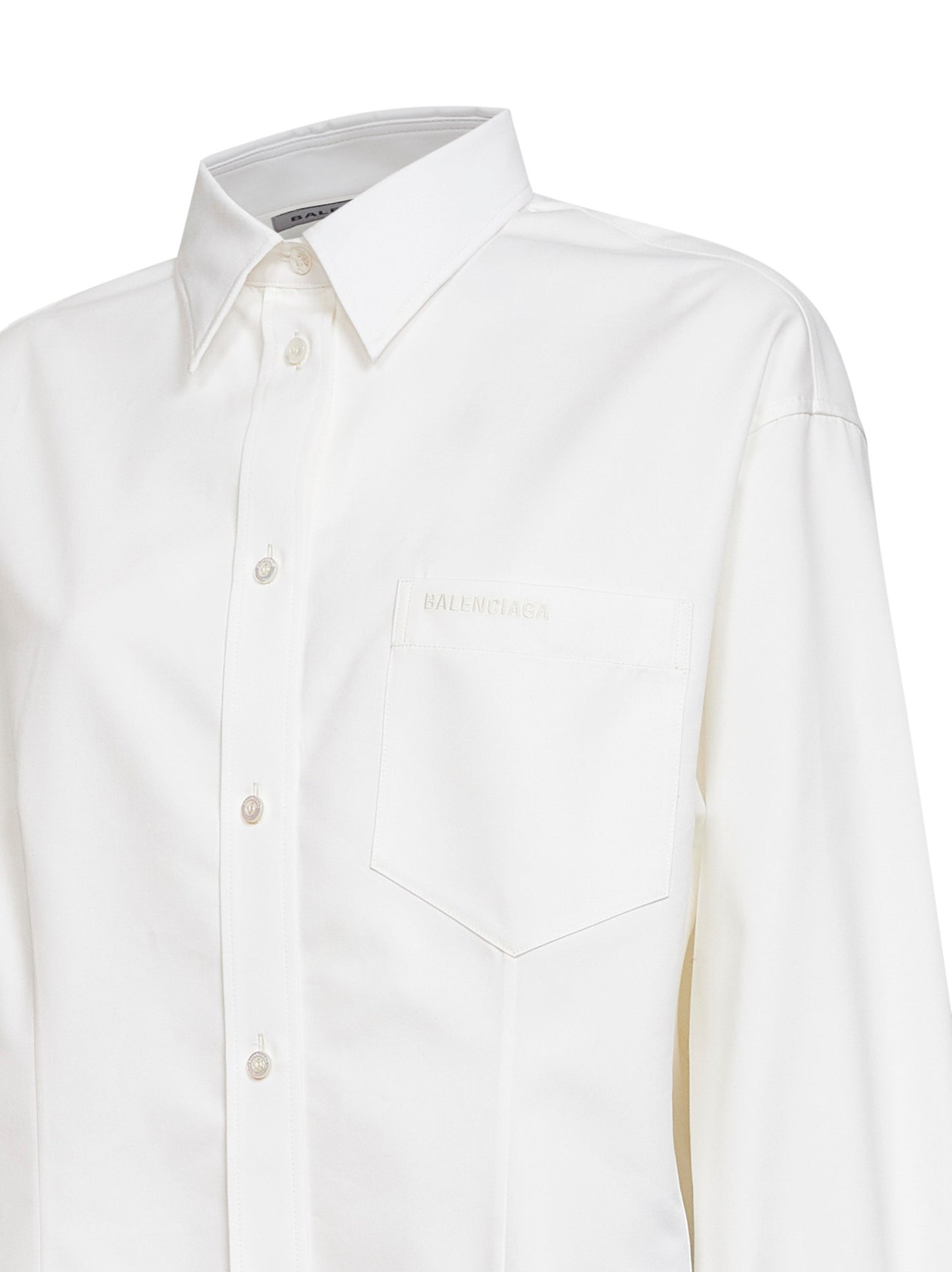 Camicia Classica in organza di cotone e popeline di seta bianco