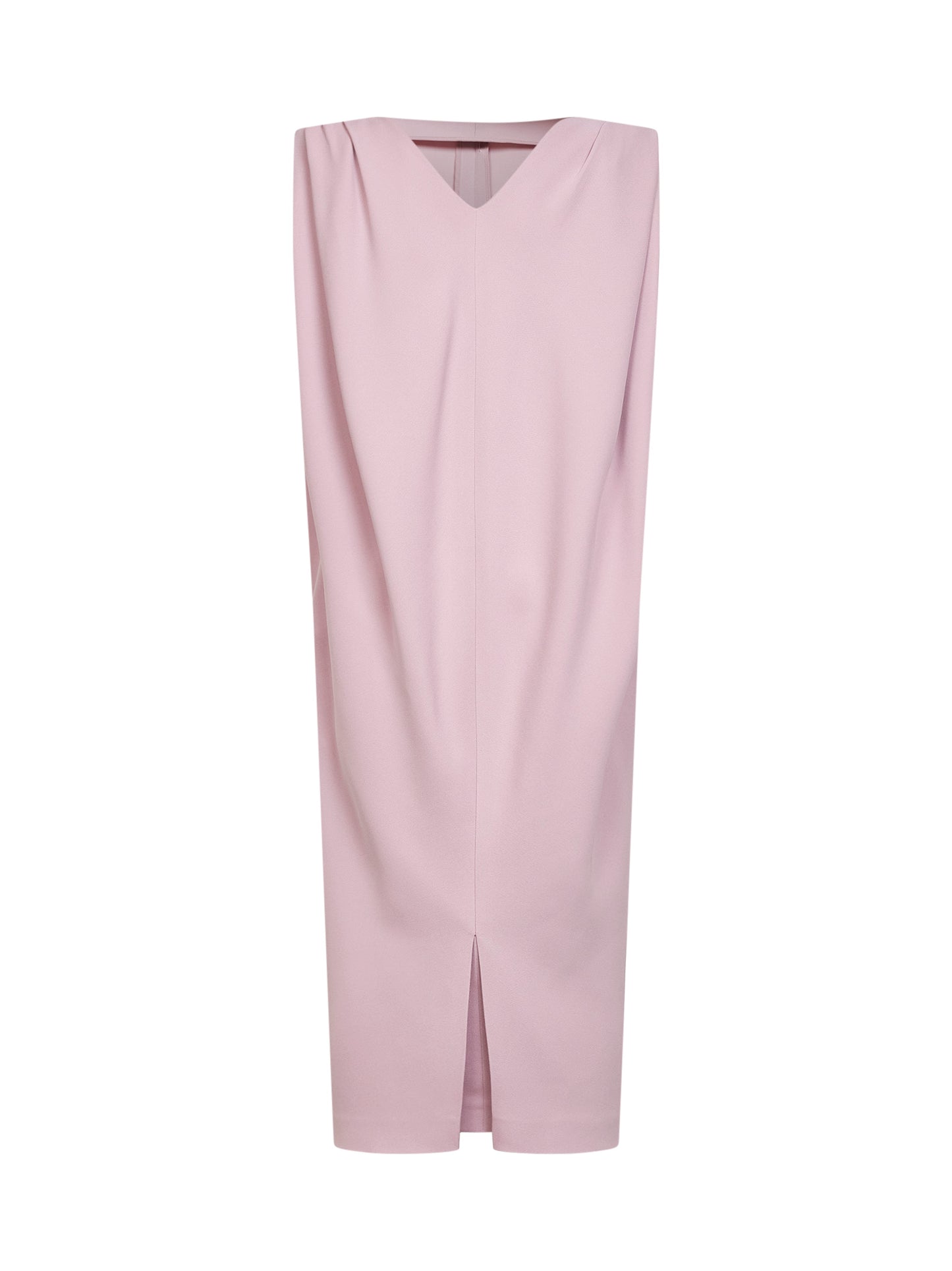 L'Abito A Sacco Midi in crêpe di lana e seta rosa cipria