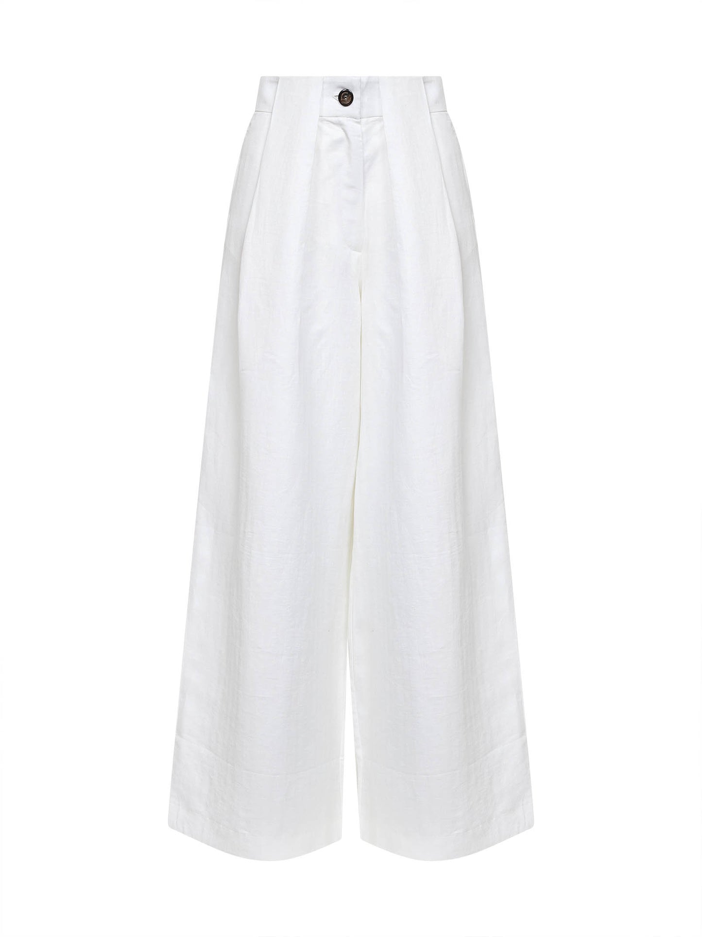 Pantaloni ampi in lino bianco
