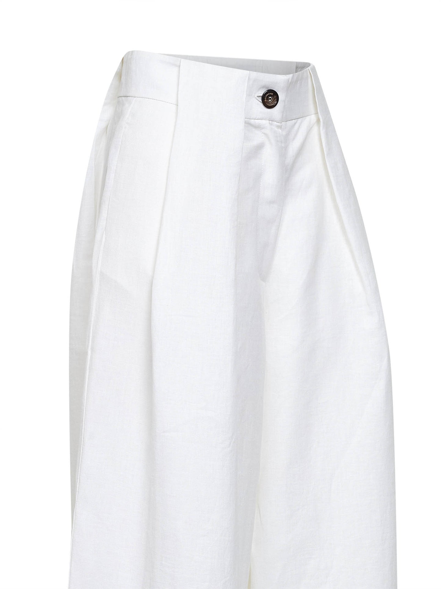 Pantaloni ampi in lino bianco
