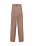 Beige chevron wool blend Portofino belted trousers