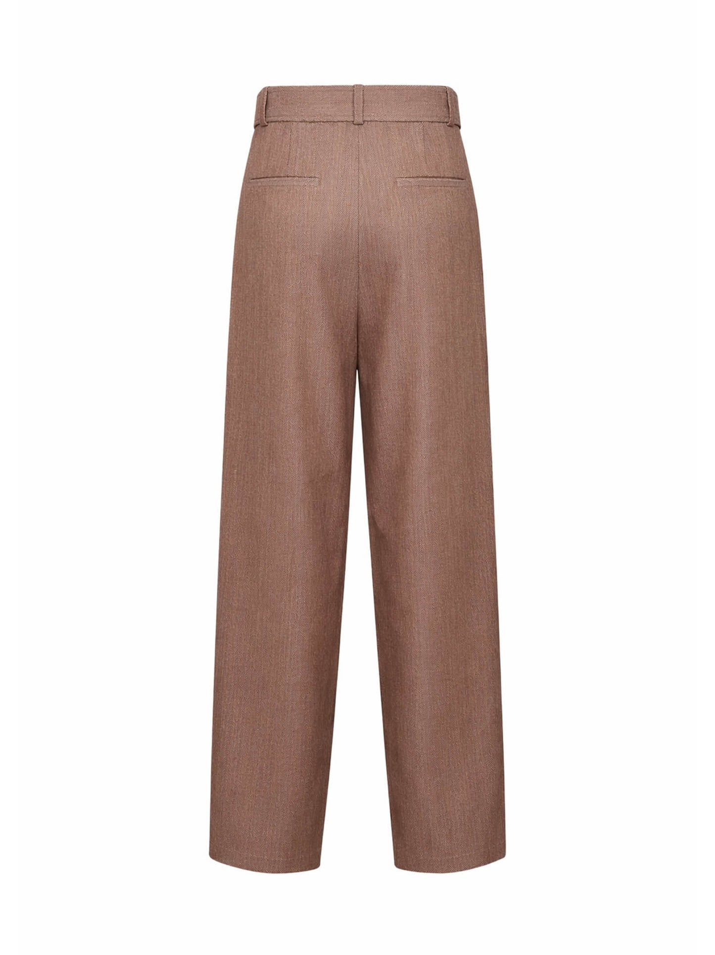 Beige chevron wool blend Portofino belted trousers