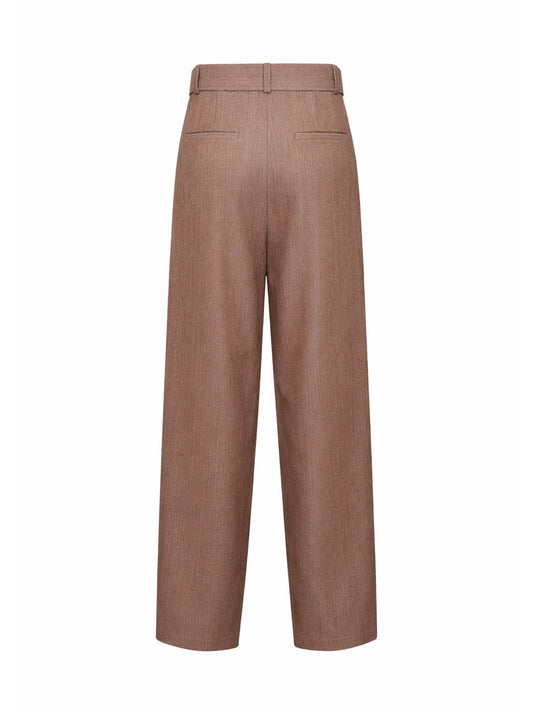 Beige chevron wool blend Portofino belted trousers