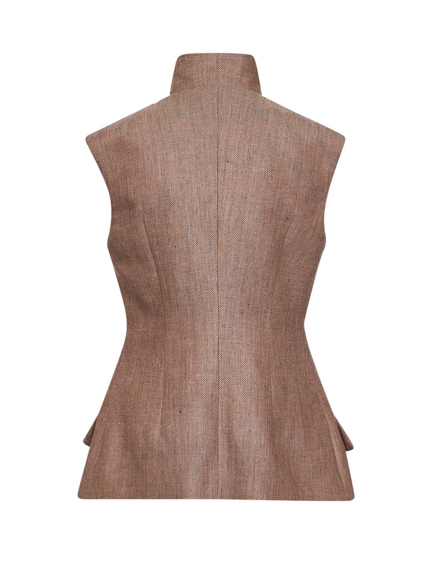 Gilet asimmetrico Portofino in misto lana chevron beige